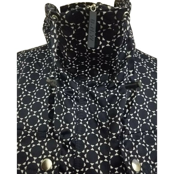 Bianca Nygard Weekend Womens Jacket Size 6 Blue Silver Snap Front Geometric - Picture 6 of 12